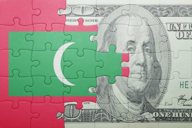 Maldivler ve Doları banknot ulusal bayrak ile bulmaca