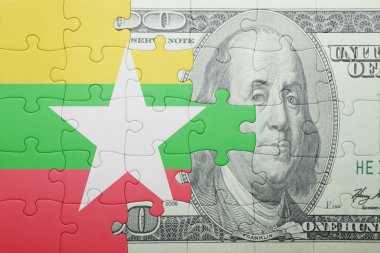 myanmar ve Doları banknot ulusal bayrak ile bulmaca