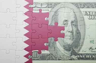 Katar ve Doları banknot ulusal bayrak ile bulmaca
