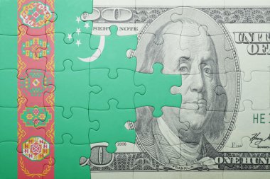 Türkmenistan ve Doları banknot ulusal bayrak ile bulmaca