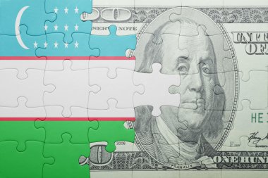 Özbekistan ve Doları banknot ulusal bayrak ile bulmaca