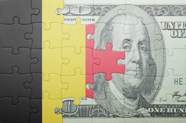 Belçika ve Doları banknot ulusal bayrak ile bulmaca