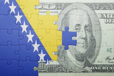 Bosna ve Hersek ve Doları banknot ulusal bayrak ile bulmaca