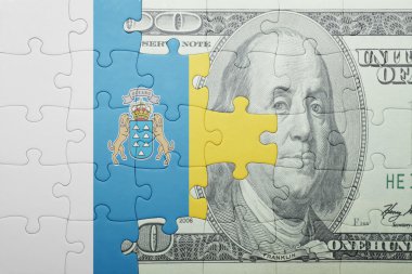 Kanarya Adaları ve Doları banknot ulusal bayrak ile bulmaca