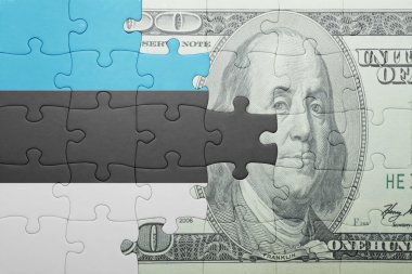 Estonya ve Doları banknot ulusal bayrak ile bulmaca