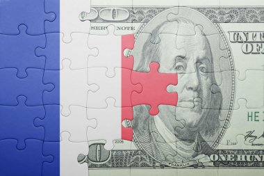 Fransa ve Doları banknot ulusal bayrak ile bulmaca