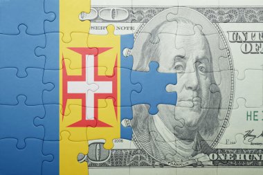 madeira ve Doları banknot ulusal bayrak ile bulmaca
