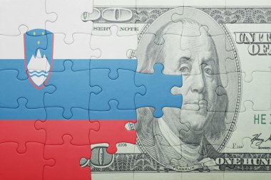 Slovenya ve Doları banknot ulusal bayrak ile bulmaca