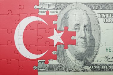 Türkiye'de ve Doları banknot ulusal bayrak ile bulmaca