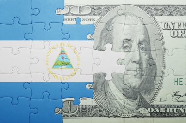 Nikaragua ve Doları banknot ulusal bayrak ile bulmaca