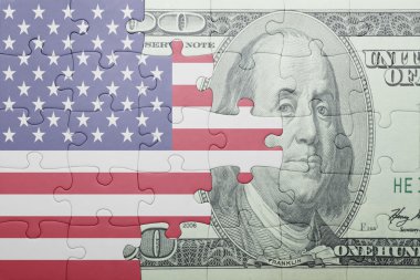 Amerika Birleşik Devletleri ve Doları banknot ulusal bayrak ile bulmaca