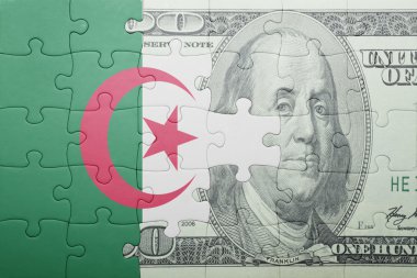 Cezayir ve Doları banknot ulusal bayrak ile bulmaca