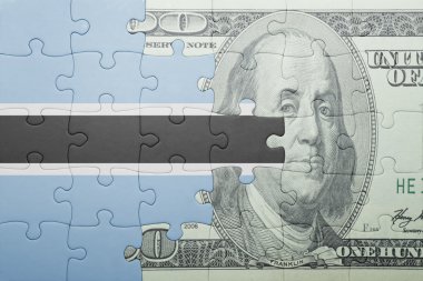 Botsvana ve Doları banknot ulusal bayrak ile bulmaca