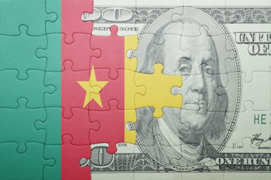 Kamerun ve Doları banknot ulusal bayrak ile bulmaca
