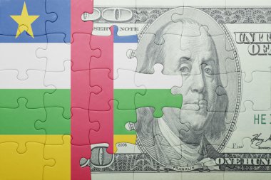 Orta Afrika Cumhuriyeti ve Doları banknot ulusal bayrak ile bulmaca