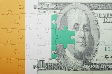 Fildişi Sahili ve Doları banknot ulusal bayrak ile bulmaca