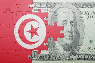 Tunus ve Doları banknot ulusal bayrak ile bulmaca