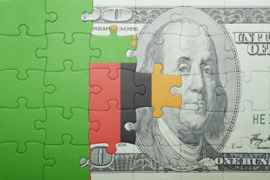 Zambiya ve Doları banknot ulusal bayrak ile bulmaca