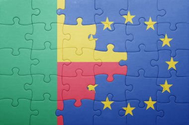puzzle with the national flag of benin and european union