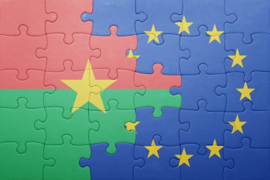puzzle with the national flag of burkina faso and european union