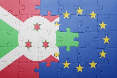 puzzle with the national flag of burundi and european union