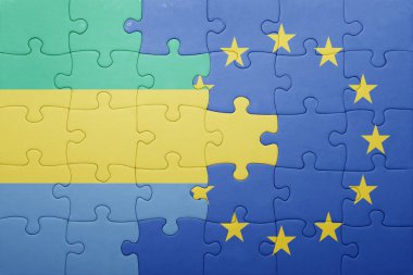 gabon ve Avrupa Birliği'nin ulusal bayrak ile bulmaca