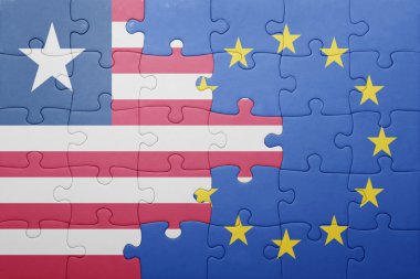 Liberya ve Avrupa Birliği'nin ulusal bayrak ile bulmaca