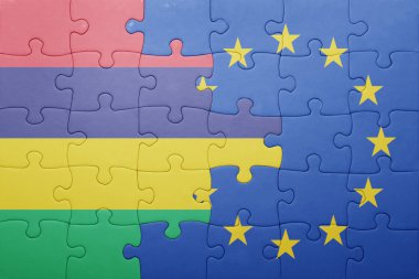 mauritius ve Avrupa Birliği'nin ulusal bayrak ile bulmaca