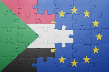sudan ve Avrupa Birliği ulusal bayrak ile bulmaca