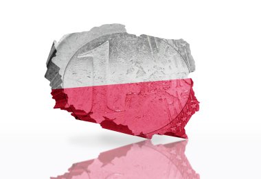 Polonya harita Polonya bayrağı ile euro para doku üzerinde