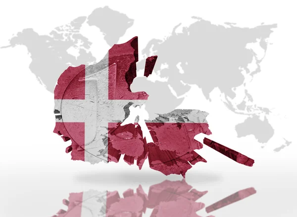 Mapa Danii na tekstury monety euro z banderą Danii — Zdjęcie stockowe