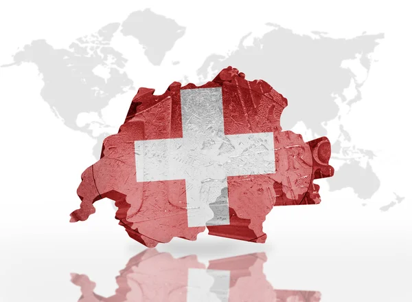 Karta över Schweiz på euro mynt konsistens med Schweiz flagga — Stockfoto