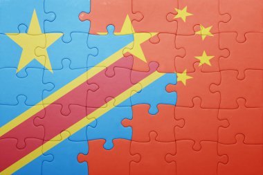 Çin'in ulusal bayrak ve Kongo Demokratik Cumhuriyeti ile bulmaca