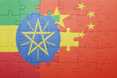 Çin ve addis ababa ulusal bayrak ile bulmaca