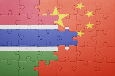 Çin ve Gambiya ulusal bayrak ile bulmaca