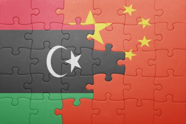 Çin ve libya ulusal bayrak ile bulmaca