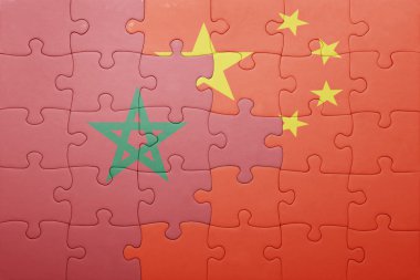 Çin ve Fas ulusal bayrak ile bulmaca