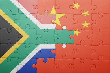Çin ve Güney Afrika ulusal bayrak ile bulmaca