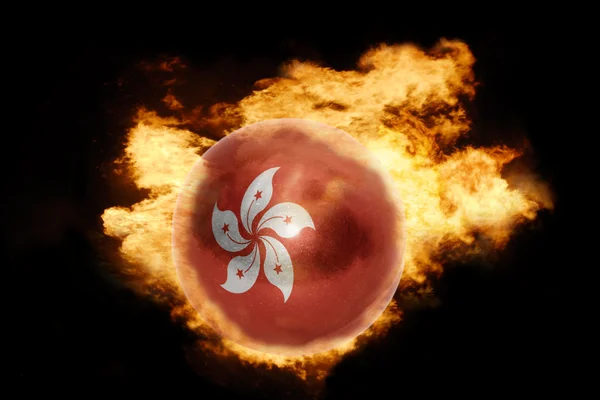 Sphere with the national flag of hong kong on fire — Stock Photo, Image