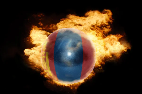 Sphere with the national flag of mongolia on fire — Stock Photo, Image