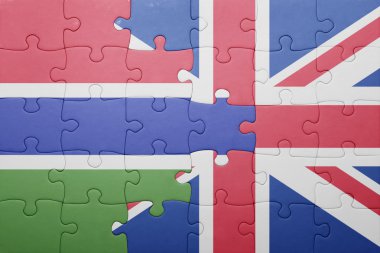 Büyük Britanya ve Gambiya ulusal bayrak ile bulmaca