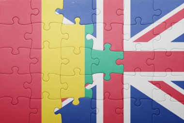 Büyük Britanya ve Gine ulusal bayrak ile bulmaca