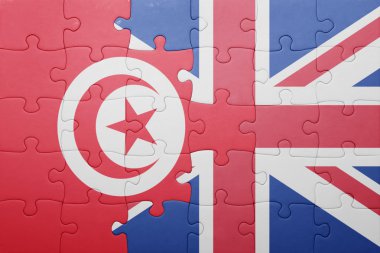 Büyük Britanya ve Tunus ulusal bayrak ile bulmaca