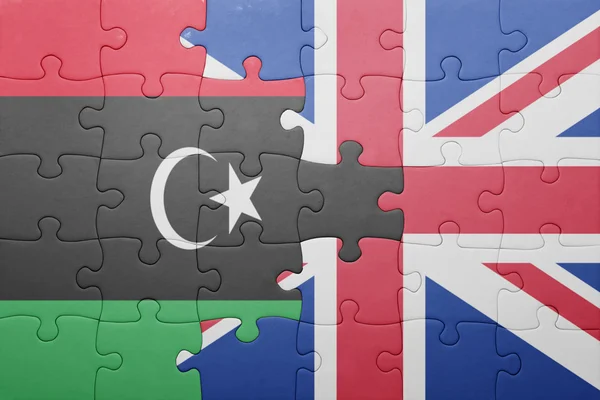영국과 리비아의 국기와 함께 퍼즐 — 스톡 사진
