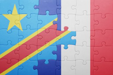 Demokratik Cumhuriyeti Kongo ve Fransa ulusal bayrak ile bulmaca