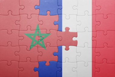 Fas ve Fransa ulusal bayrak ile bulmaca