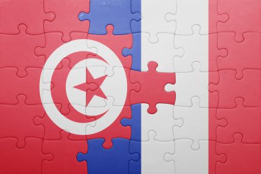 Tunus ve Fransa ulusal bayrak ile bulmaca