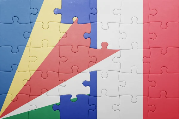 세이셸 및 프랑스의 국기와 함께 퍼즐 — 스톡 사진