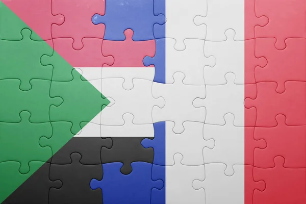 수단, 프랑스의 국기와 함께 퍼즐 — 스톡 사진