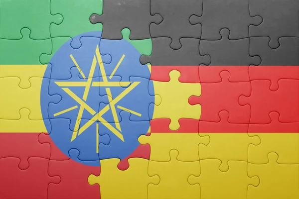 Puzzle z flagi narodowej Niemiec i Etiopii — Zdjęcie stockowe